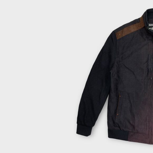 Barabas Bomber Jacket Mens Extra Large Quilted Wool Blend Zip Knit Sleeve Black - Picture 3 of 14